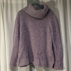Talbots Heathered Lavender Cowl Neck Sweater Wool Silk Mohair Blend 1X